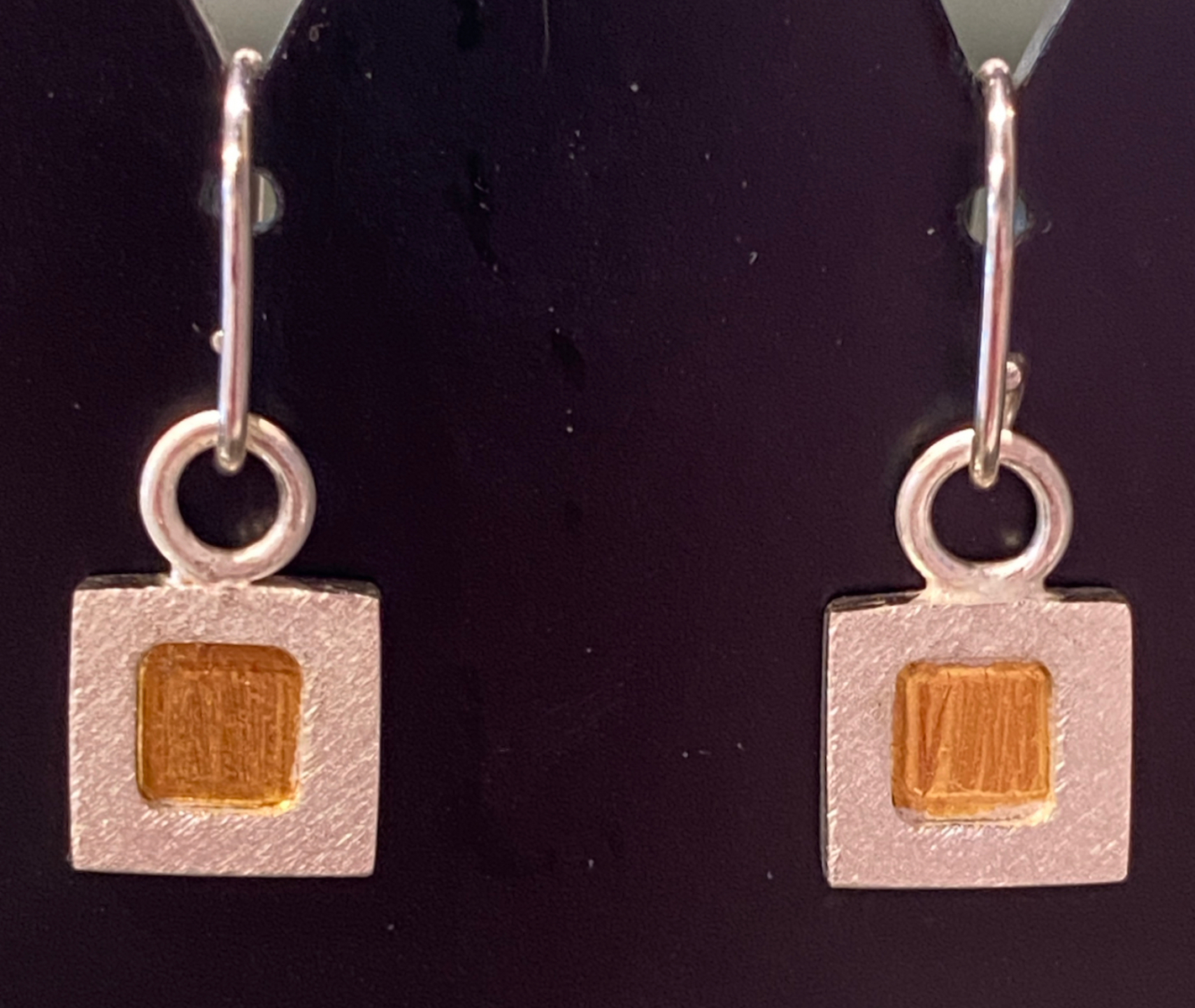 Little Squares - earrings - sterling silver, 24ct. gold, Reticulated, Keum Boo